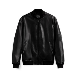 Faux Leather Bomber Jacket Black