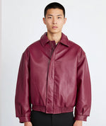 Lade das Bild in den Galerie-Viewer, Racing Leather Jacket Burgundy