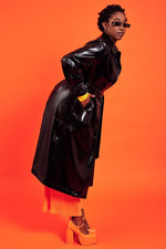 Lade das Bild in den Galerie-Viewer, Black Eco Leather Trench