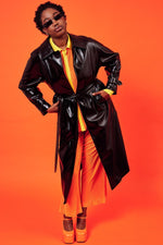 Lade das Bild in den Galerie-Viewer, Black Eco Leather Trench