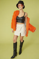 Lade das Bild in den Galerie-Viewer, Striped Fake Fur Coat Orange