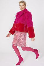 Lade das Bild in den Galerie-Viewer, Pink Faux Fur Colour Blok Jacket