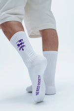 Lade das Bild in den Galerie-Viewer, AVY Organic Crew Socks White/Purple