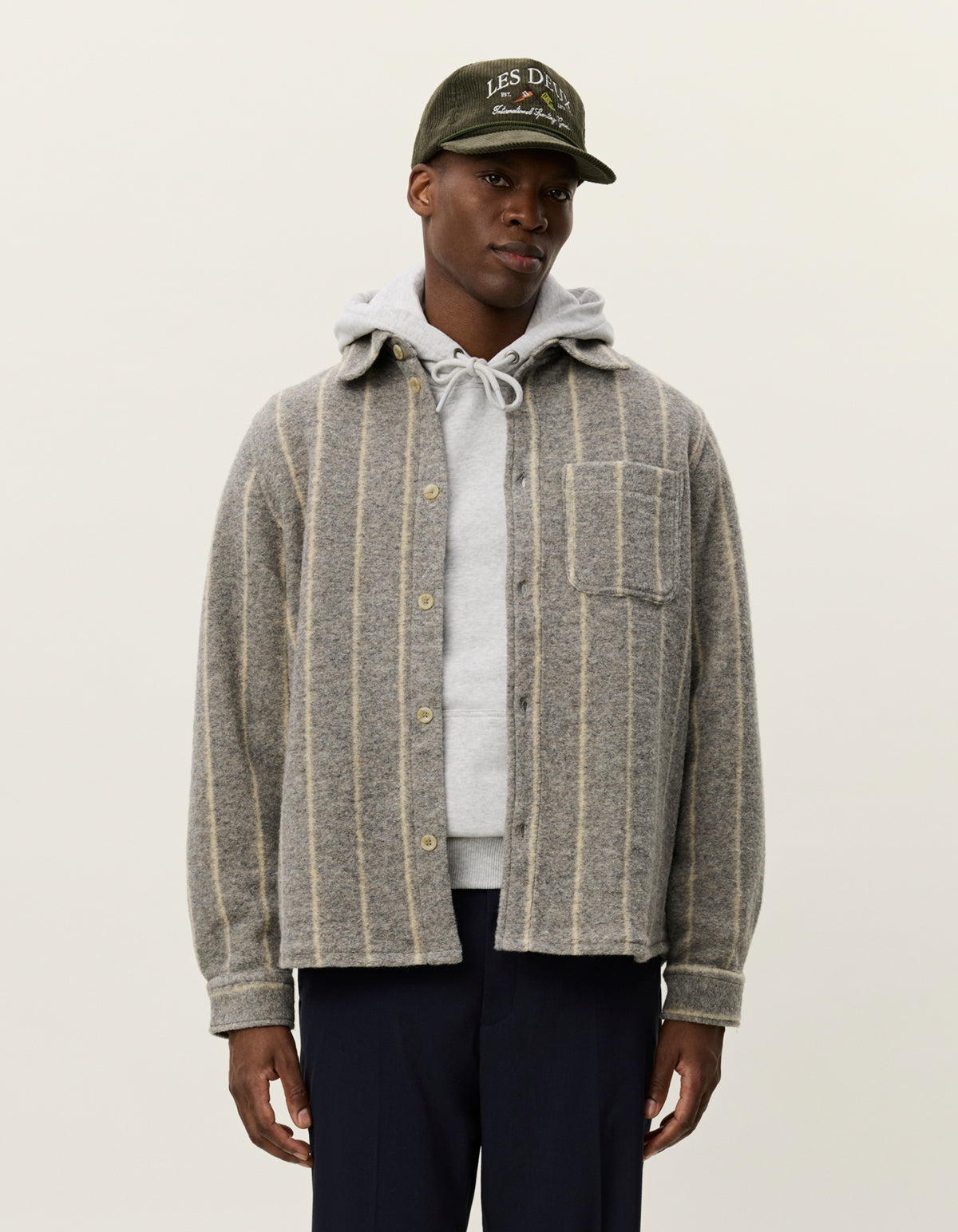 Lennon Wool Pinstripe Overshrt Grey