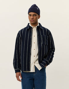 Lennon Wool Pinstripe Overshirt Navy