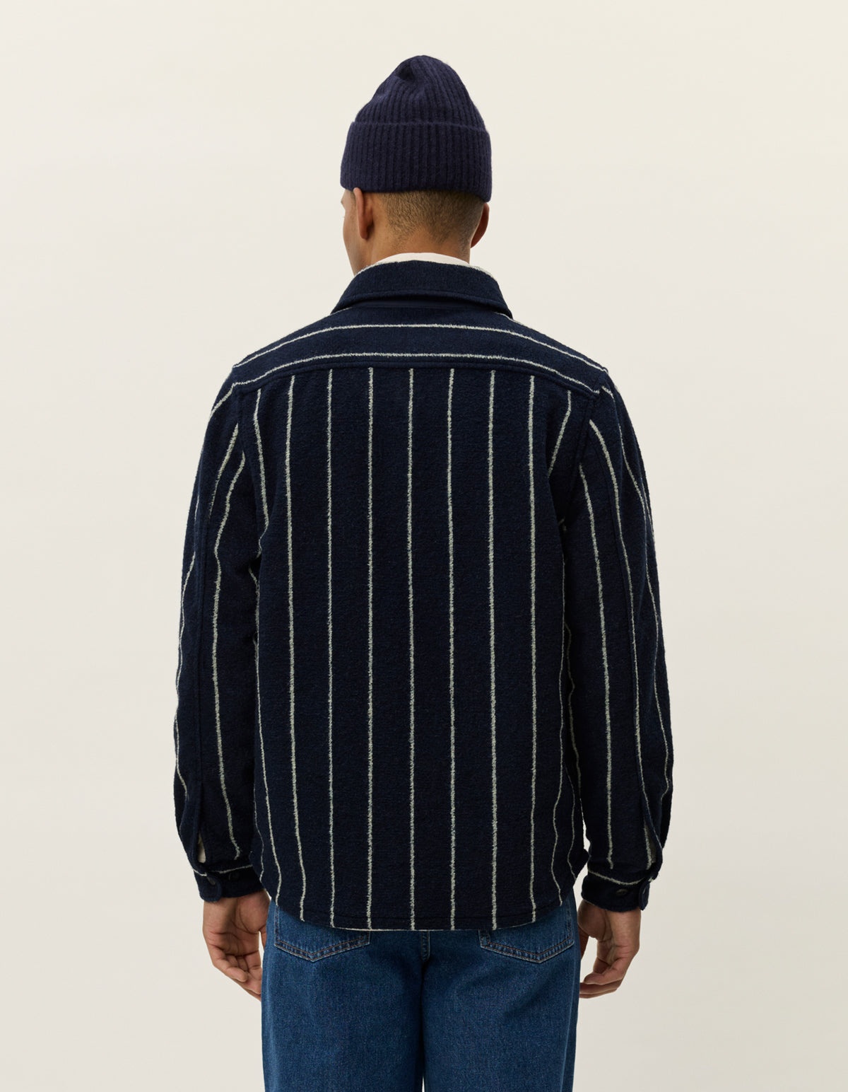 Lennon Wool Pinstripe Overshirt Navy