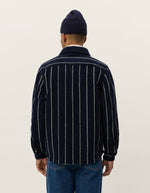 Lade das Bild in den Galerie-Viewer, Lennon Wool Pinstripe Overshirt Navy
