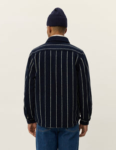 Lennon Wool Pinstripe Overshirt Navy