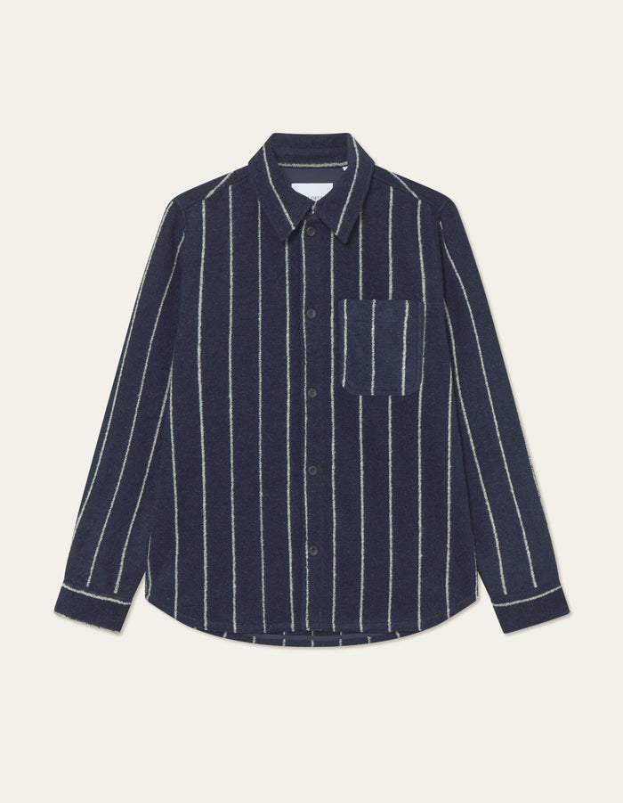 Lennon Wool Pinstripe Overshirt Navy