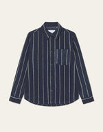 Lade das Bild in den Galerie-Viewer, Lennon Wool Pinstripe Overshirt Navy
