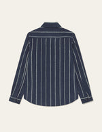 Lade das Bild in den Galerie-Viewer, Lennon Wool Pinstripe Overshirt Navy
