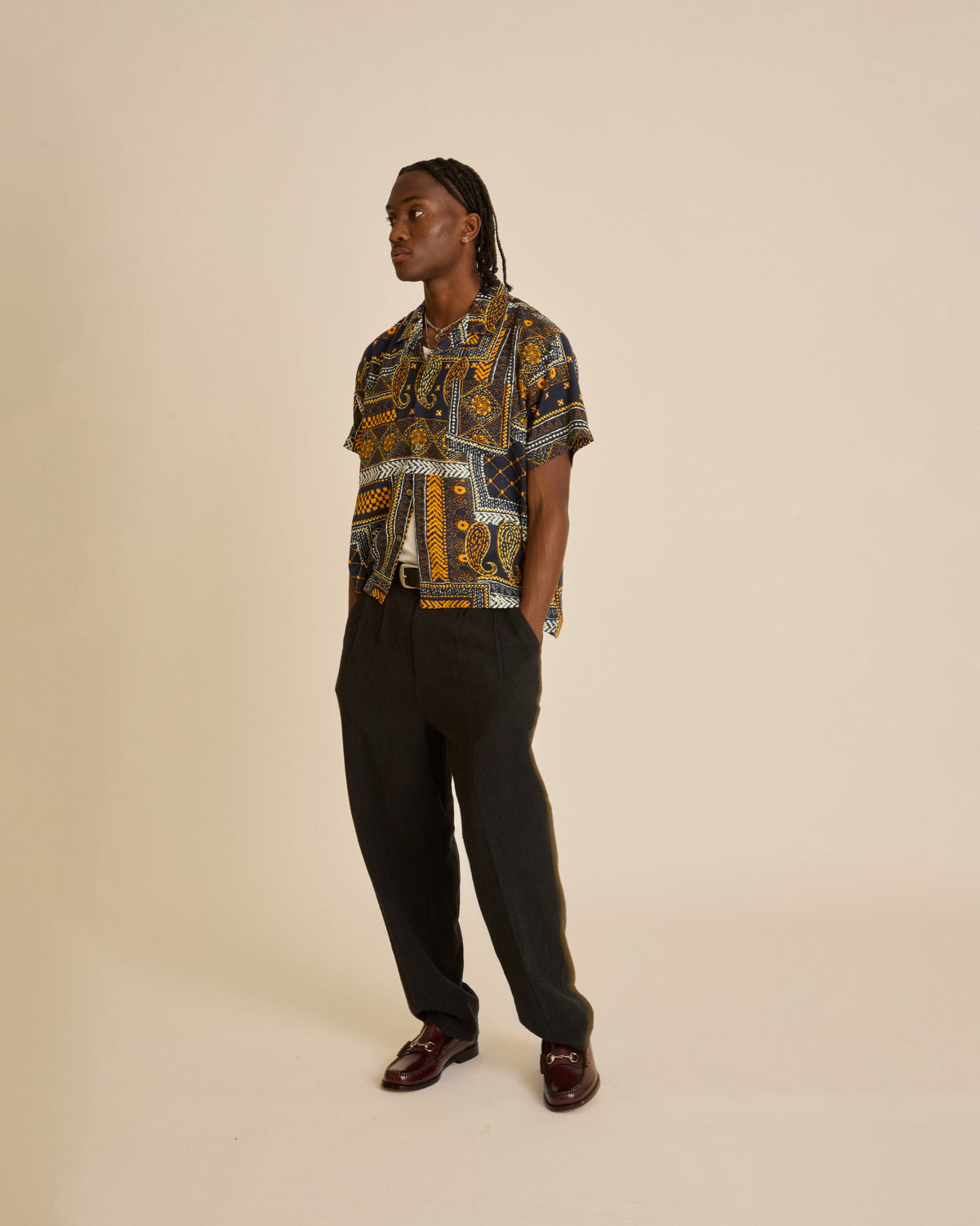 Fubar Linen Pleated Pant Digital Black
