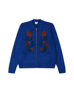Floral Zip Cardigan Surf Blue