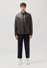 Lade das Bild in den Galerie-Viewer, Studio Leder Overshirt Dark Brown
