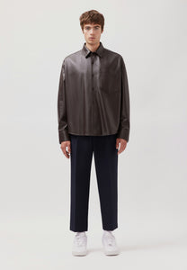 Studio Leder Overshirt Dark Brown