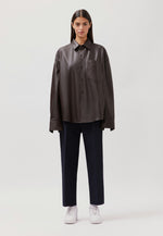 Lade das Bild in den Galerie-Viewer, Studio Leder Overshirt Dark Brown
