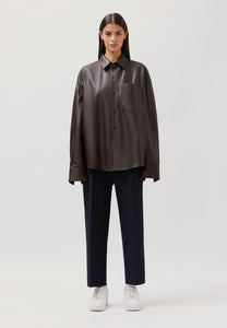 Studio Leder Overshirt Dark Brown