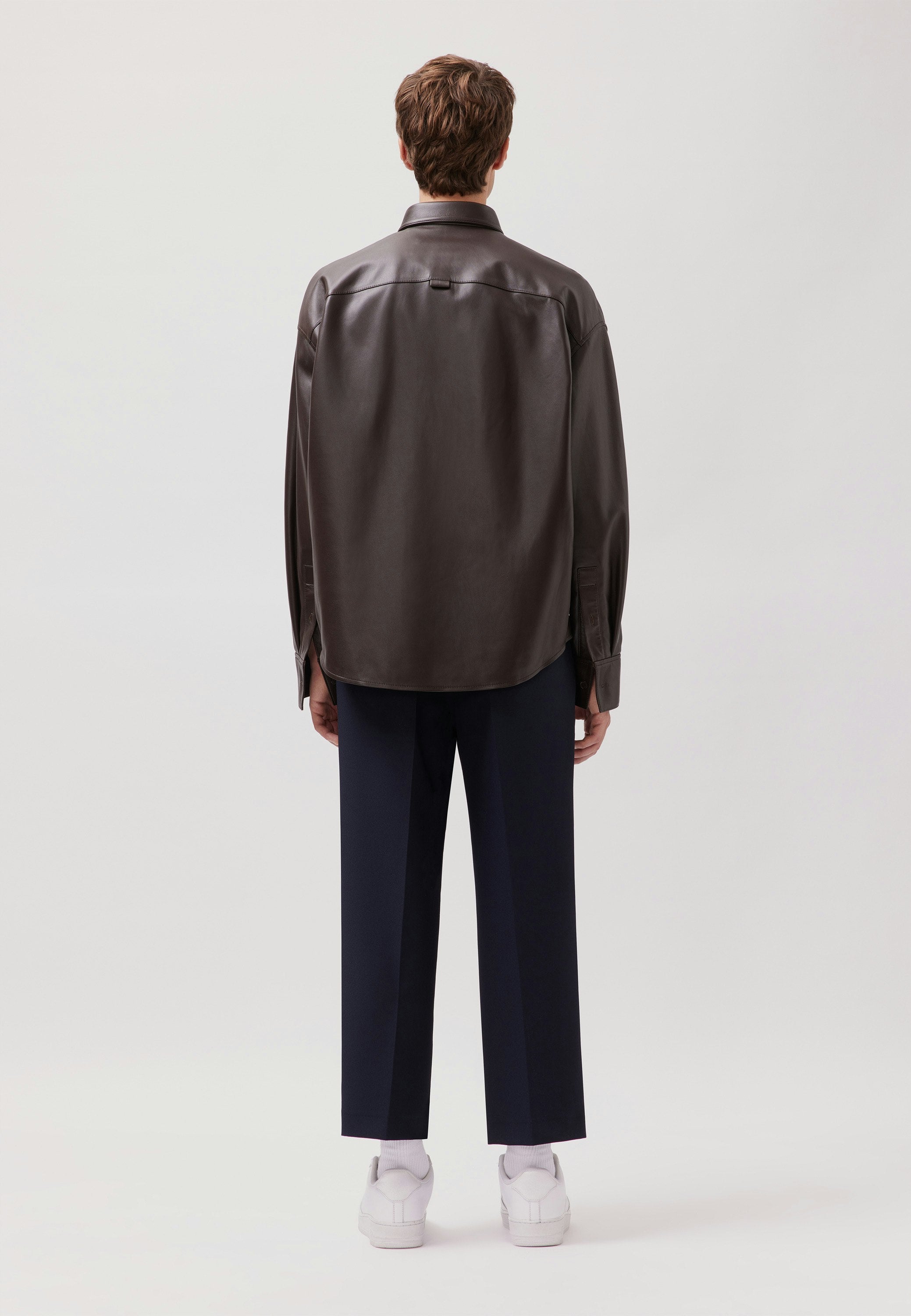 Studio Leder Overshirt Dark Brown