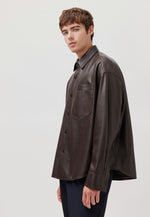 Lade das Bild in den Galerie-Viewer, Studio Leder Overshirt Dark Brown

