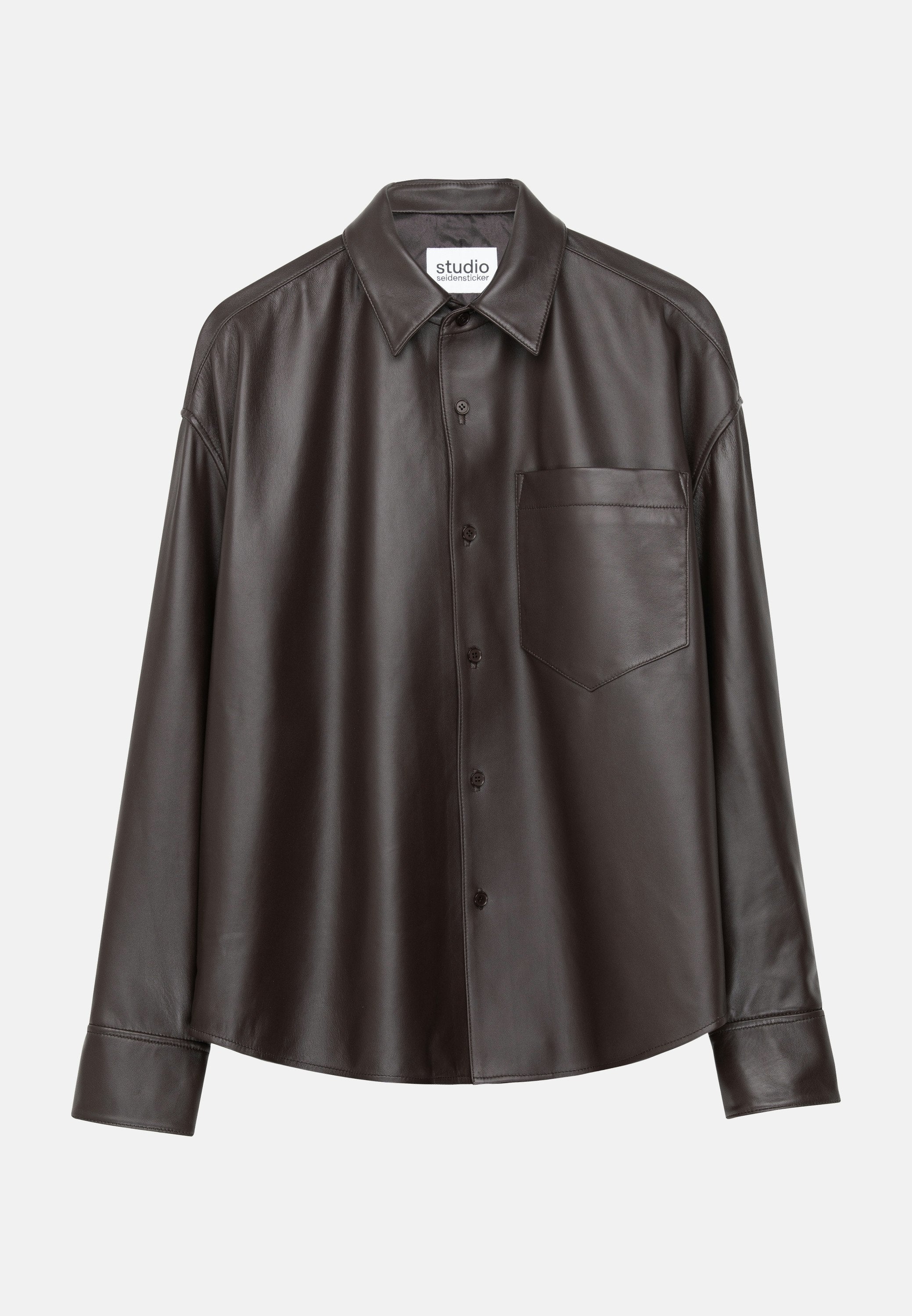 Studio Leder Overshirt Dark Brown