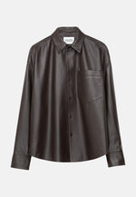 Lade das Bild in den Galerie-Viewer, Studio Leder Overshirt Dark Brown
