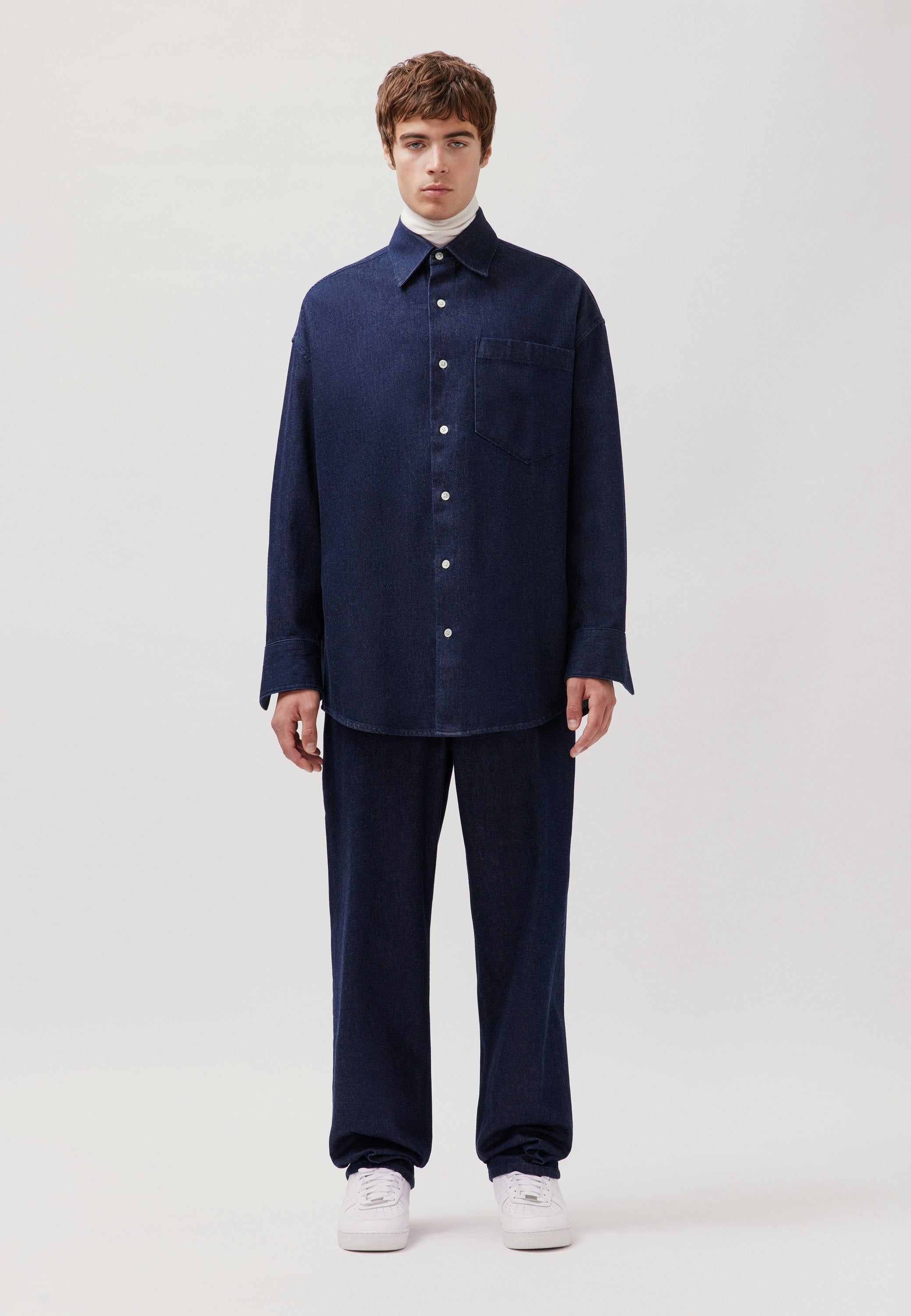 Studio Gender Neutral Denim Shirt Deep Navy