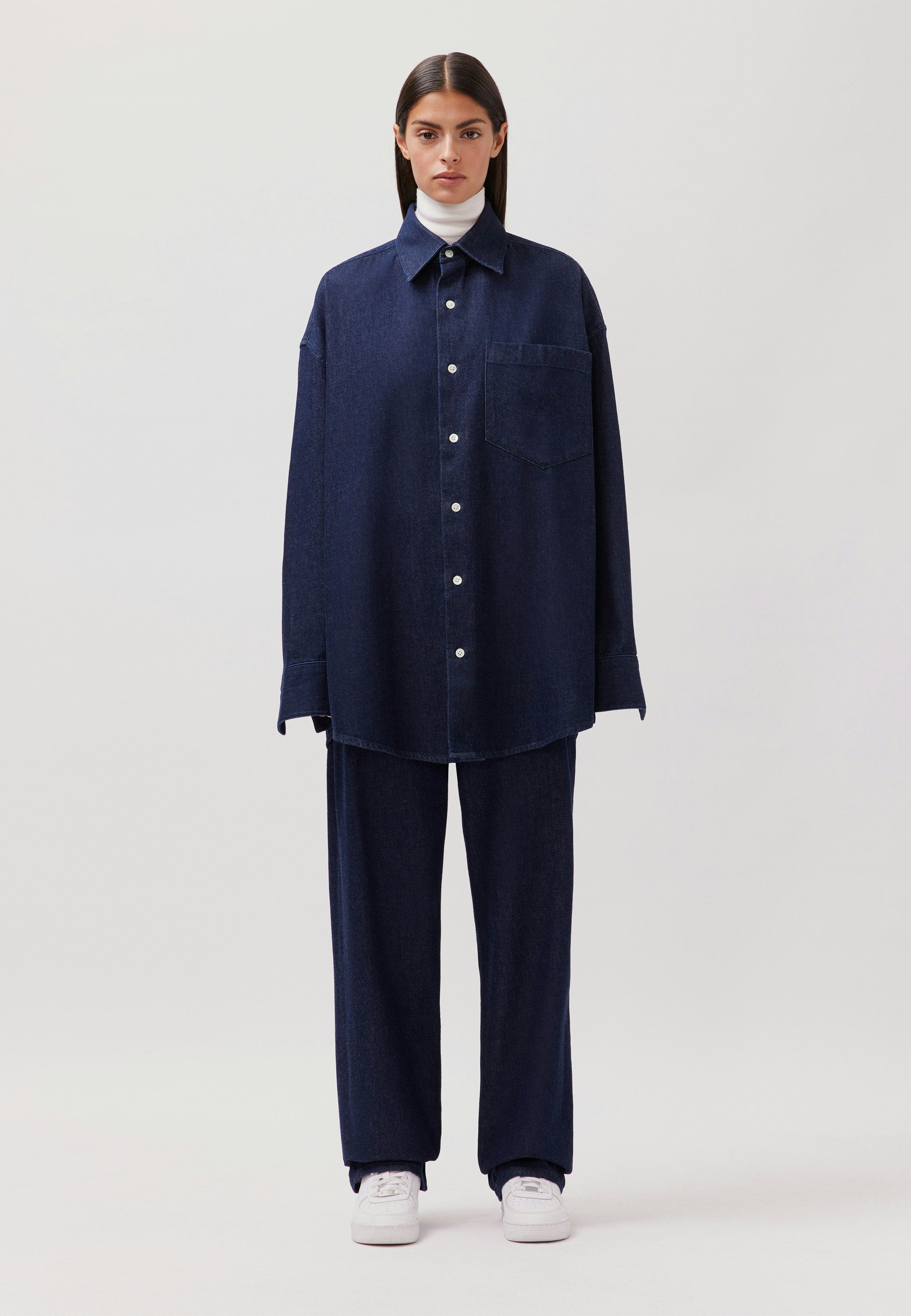Studio Gender Neutral Denim Shirt Deep Navy