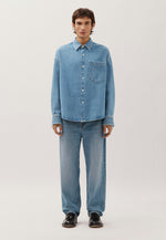 Lade das Bild in den Galerie-Viewer, Cropped Denim Shirt Indigo Blue
