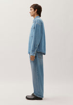 Lade das Bild in den Galerie-Viewer, Cropped Denim Shirt Indigo Blue
