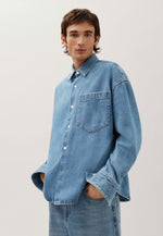 Lade das Bild in den Galerie-Viewer, Cropped Denim Shirt Indigo Blue
