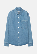 Lade das Bild in den Galerie-Viewer, Cropped Denim Shirt Indigo Blue
