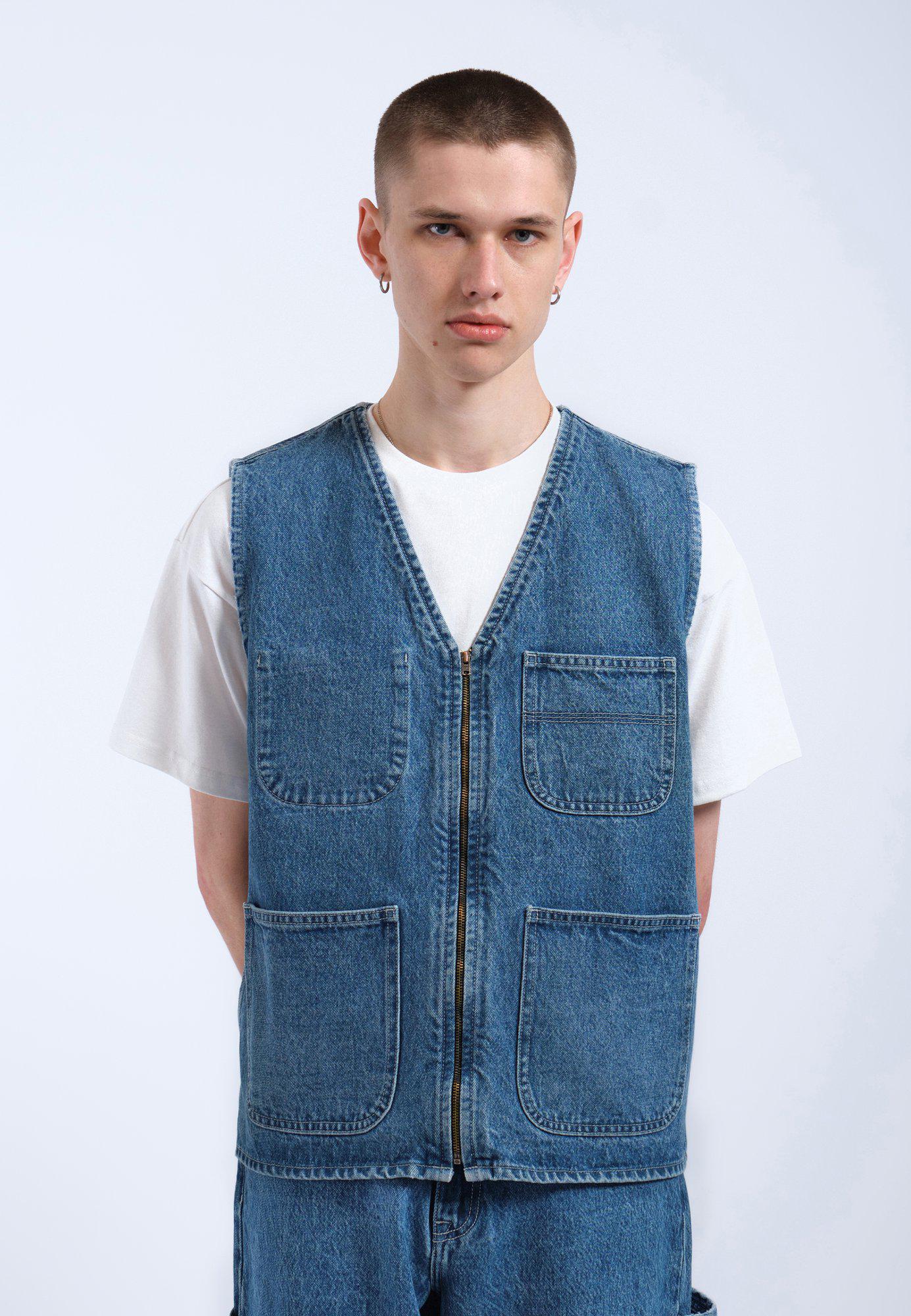 Denver Worker Vest Stream Sky Retro Cont
