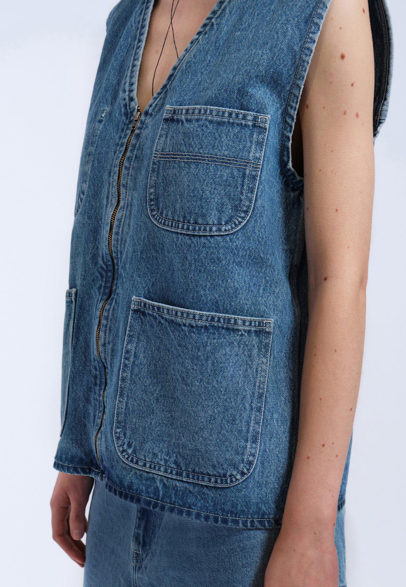 Denver Worker Vest Stream Sky Retro Cont