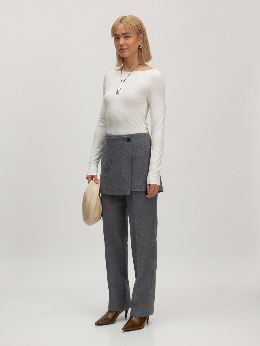 Carolin Wool Trousers Grey Melange