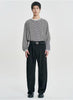 Fringed Stripe Curved Pants Black