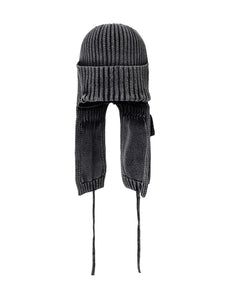 Washed Knit Trooper Hat Charcoal