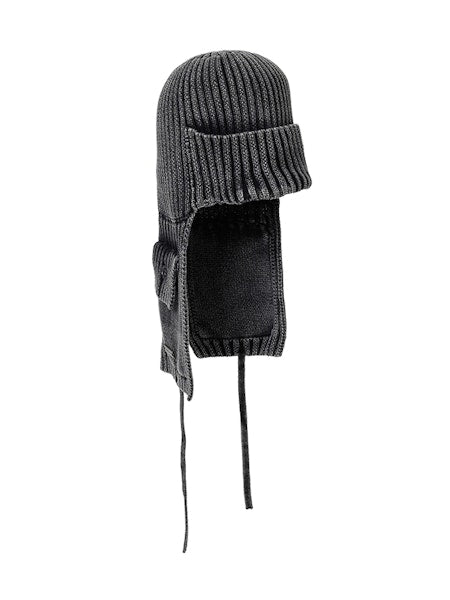 Washed Knit Trooper Hat Charcoal