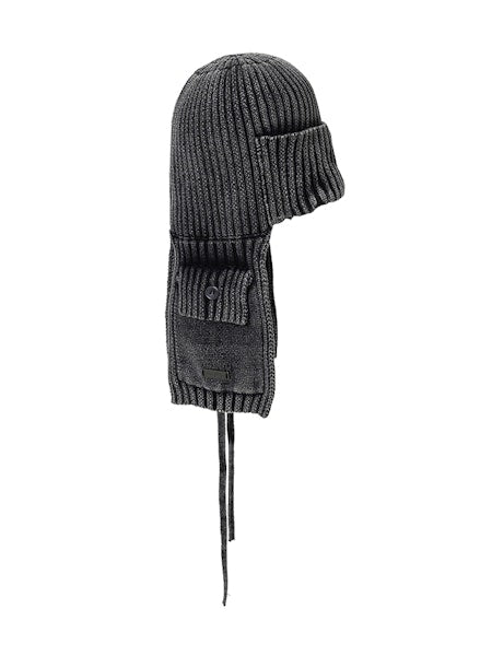 Washed Knit Trooper Hat Charcoal