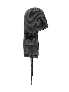 Washed Knit Trooper Hat Charcoal