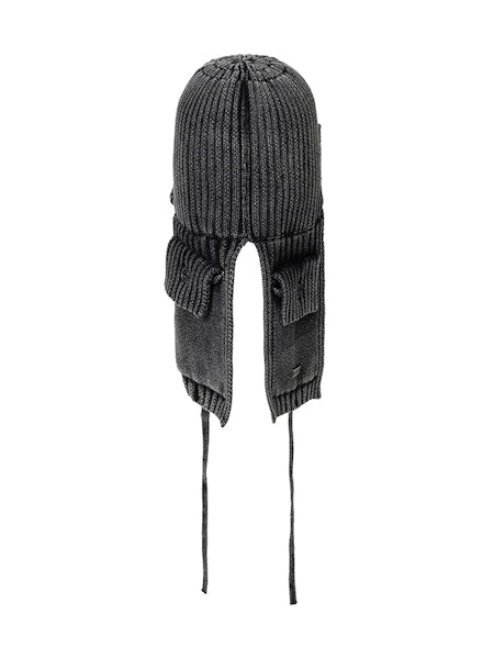 Washed Knit Trooper Hat Charcoal
