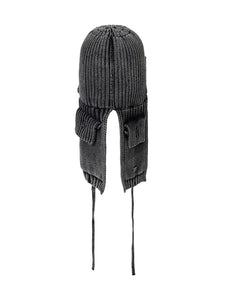 Washed Knit Trooper Hat Charcoal