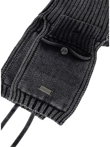 Washed Knit Trooper Hat Charcoal