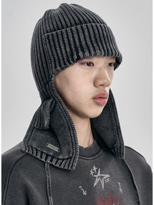 Washed Knit Trooper Hat Charcoal