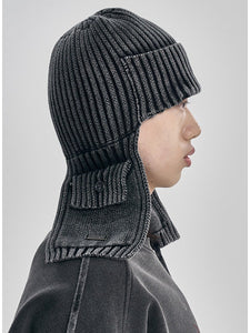 Washed Knit Trooper Hat Charcoal
