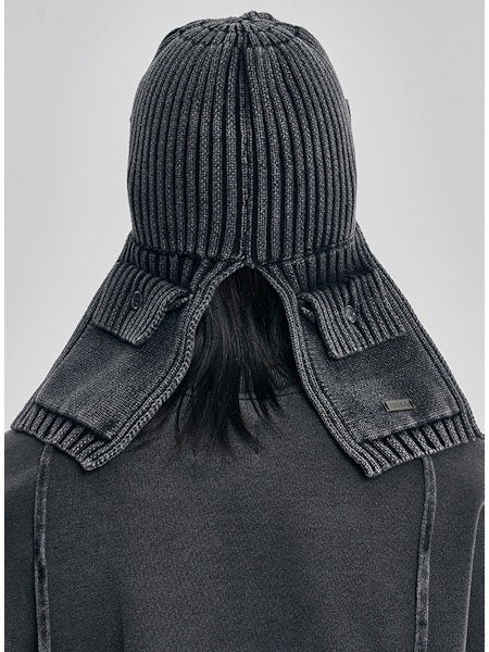 Washed Knit Trooper Hat Charcoal