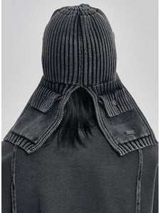 Washed Knit Trooper Hat Charcoal