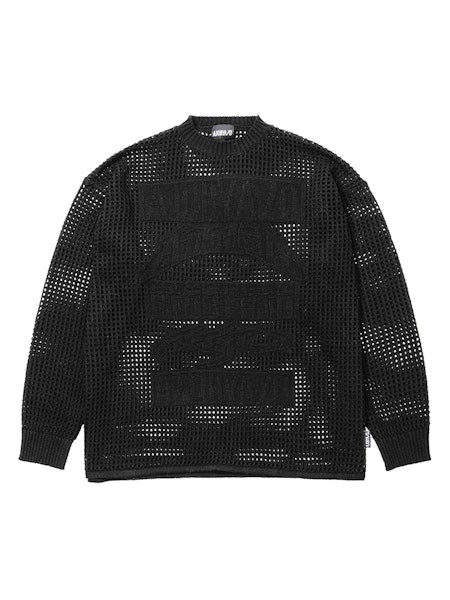 Total Logo Drop Needle Sweater Black