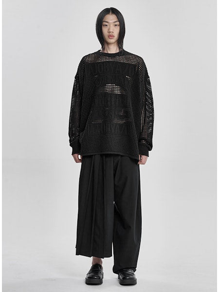 Total Logo Drop Needle Sweater Black