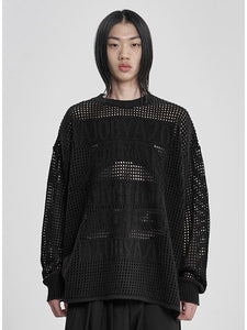 Total Logo Drop Needle Sweater Black