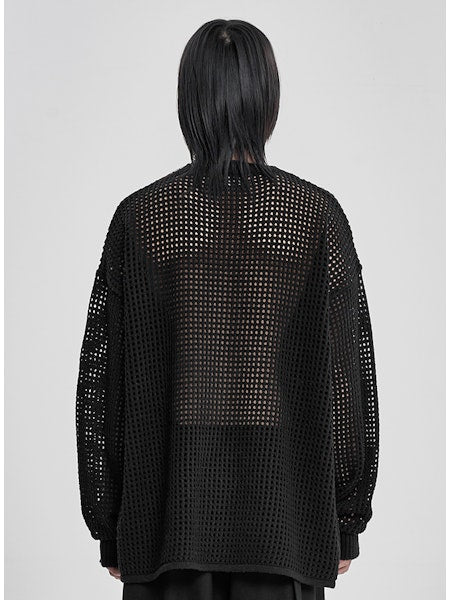 Total Logo Drop Needle Sweater Black